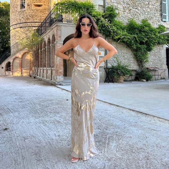 RARE METALLIC PRINT SLIP DRESS - Picture 8 of 17